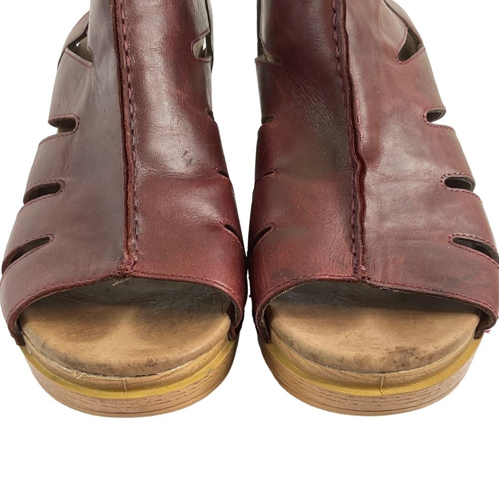 Dansko Shoes Womens Sz EU 41 US 10-10.5 Red Sandal Demetra Leather Platform Bloc - Picture 7 of 13